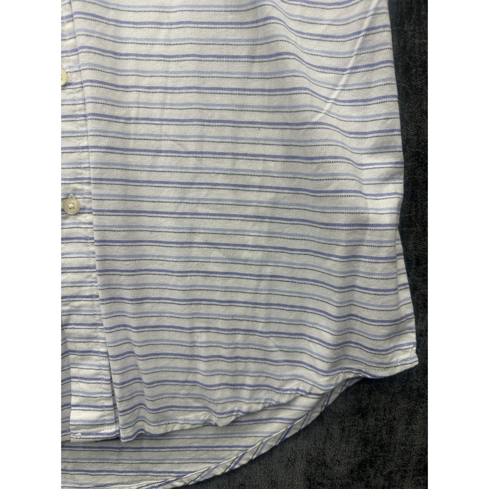 U.S. Polo Assn. Shirt Men Medium White Blue Striped Cotton Pony Logo Button Down - Picture 3 of 10
